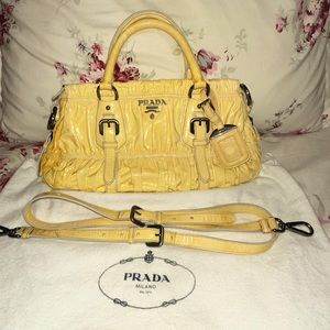 PRADA - 👛Gaufre Ruched Napa Leather-Gathered